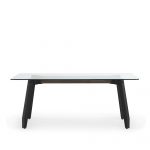 WorkSmith Glass Top Table, Metal Legs