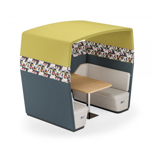 Co-op Private Love Seat Booth, Full Canopy, Integrated Table