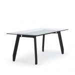 WorkSmith Glass Top Table, Metal Legs