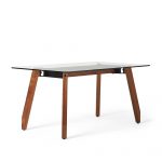 WorkSmith Glass Top Table, Wood Legs