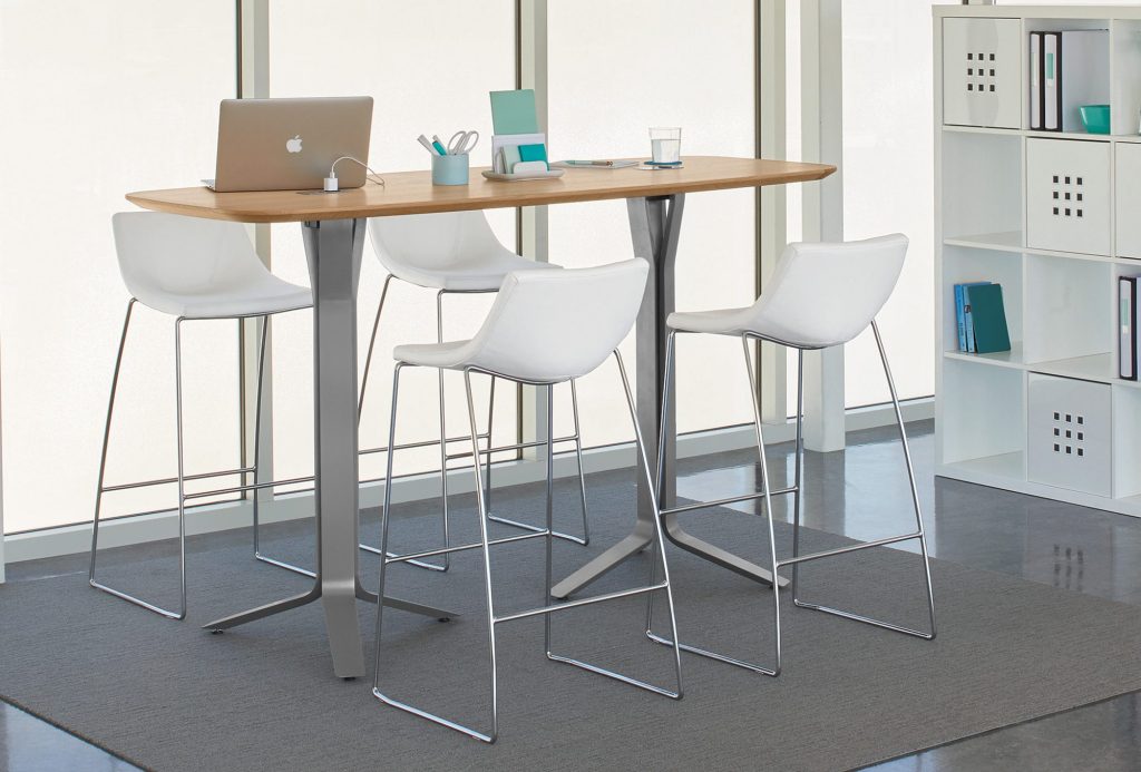 Vero 42-Inch High Arc Rectangle Table, Chirp Barstools