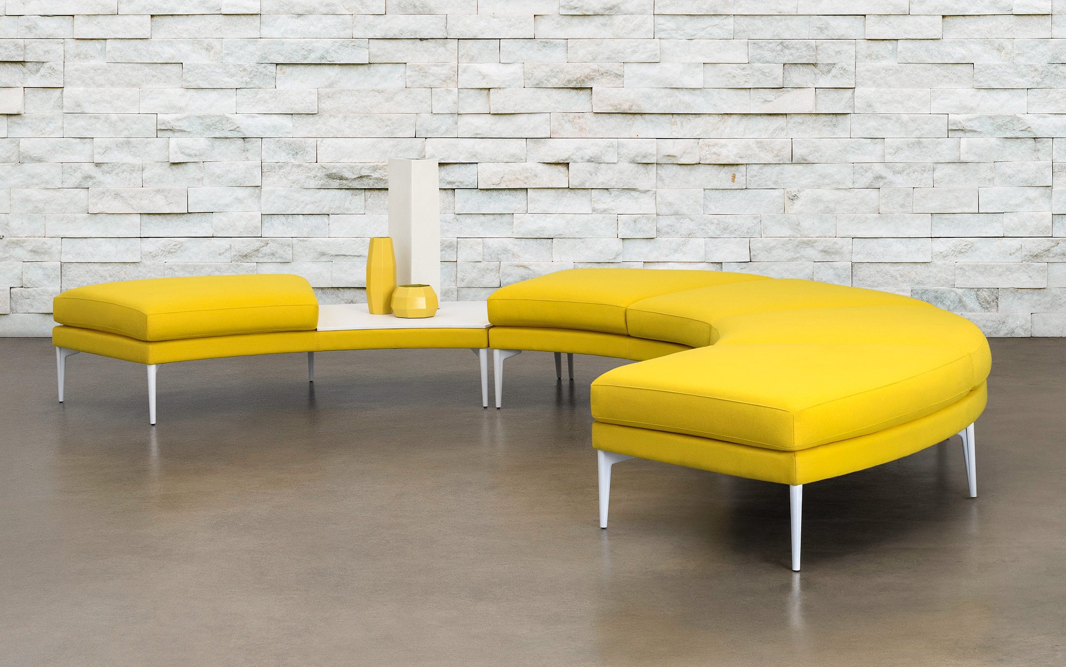 Uptown Social Modular Bench Configuration, Corian Table
