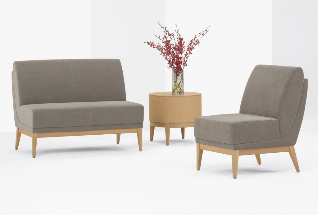 Ovate Armless Love Seat and Armless Lounge with Occasional Table
