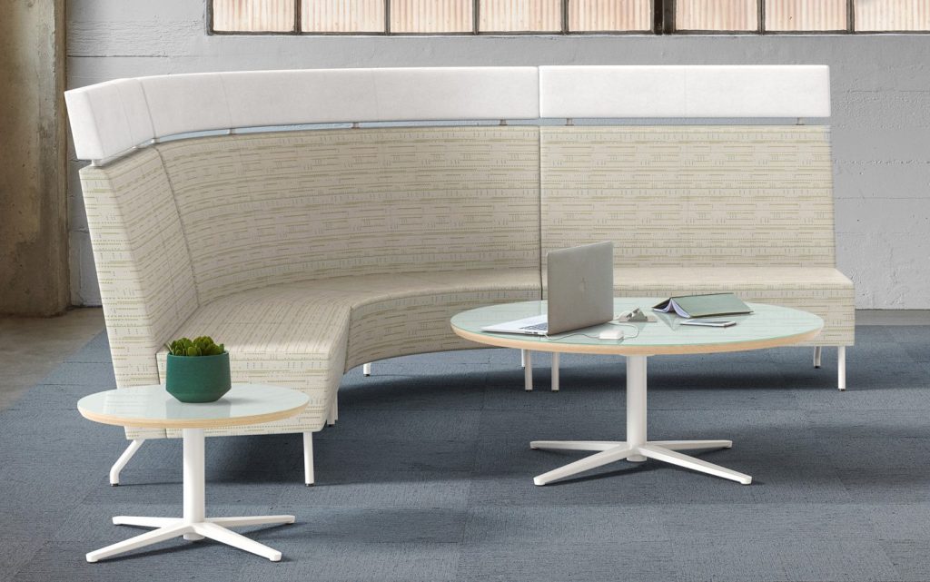 Initima Modular with Flirt Occasional Tables, Back-Painted Glass Tops