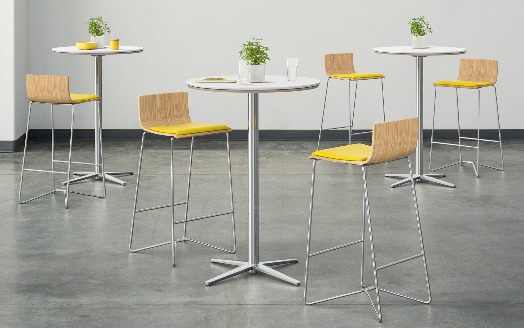 Flirt Meeting Tables with Brink Barstools