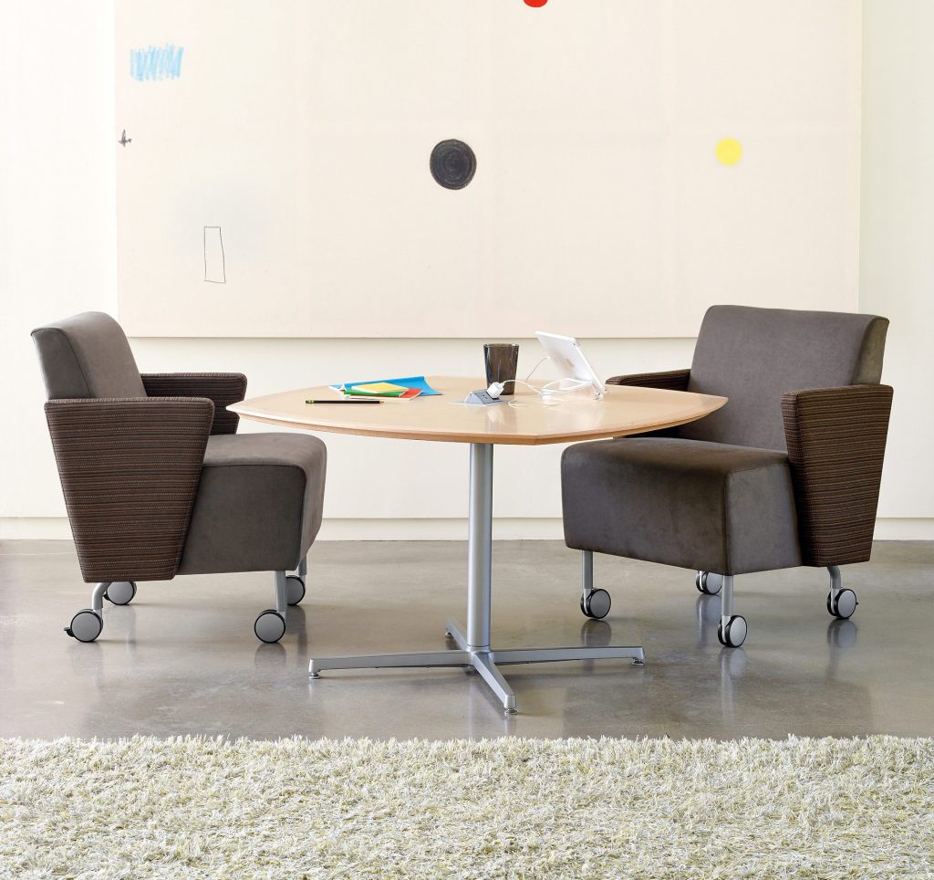 Roadster with Arms and Casters with Nios Meeting Table, Casual Meeting Space