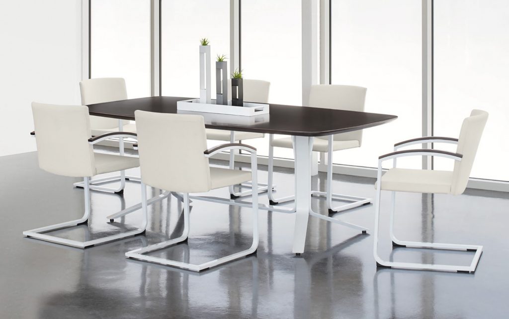 Vero 29-Inch High Arc Rectangle Table, Sign Cantilever Chairs