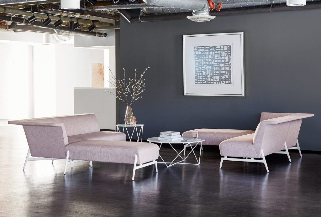 Light Pink Scenery Modular Configuration with Betwixt Occasional Tables
